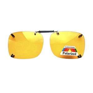 Extendable Large Spring Night Driving Clip on Sunglasses W55mm x D45mm - Anti-Glare, Yellow Tint, UV Protection | Clearer, Safer Vision at Night