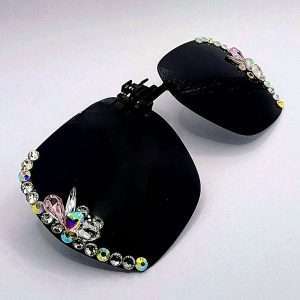 Rhinestone Oversized Clip on Sunglasses